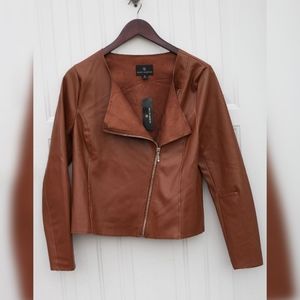 🌼 NWT Worthington brown faux leather jacket